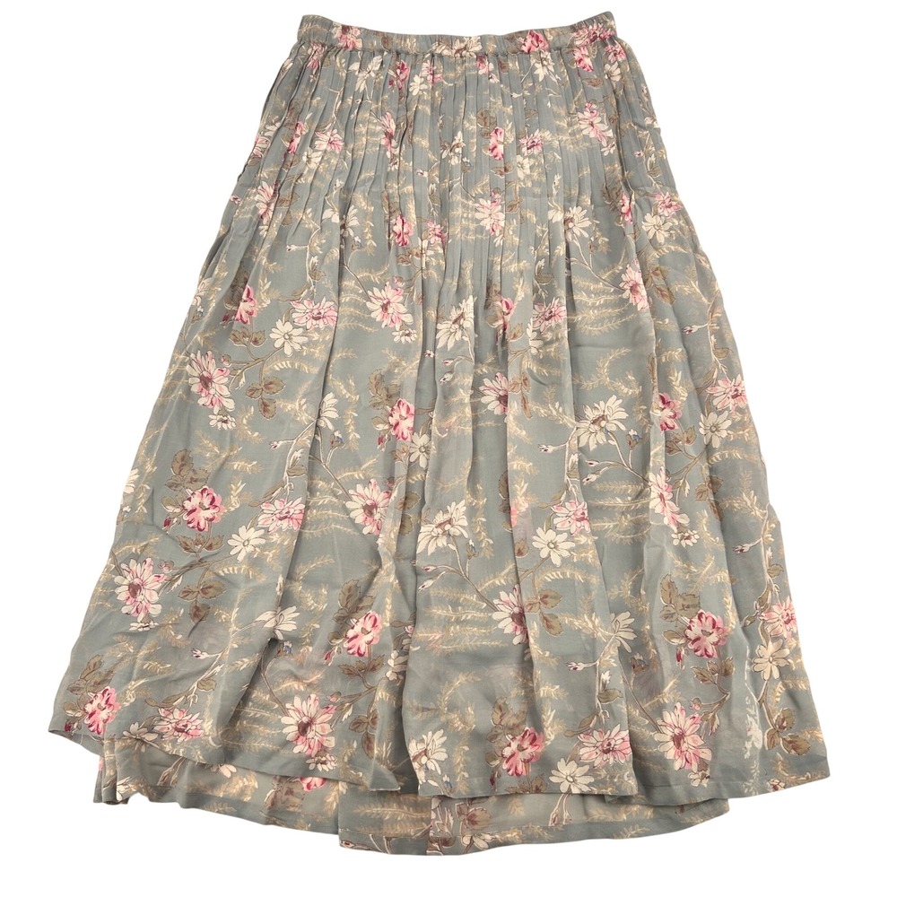 Vintage Appleseeds Floral Maxi Skirt Womens 14 Rayon Pleated Flowy Cottagecore